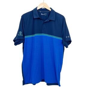 Under Armour Heatgear Loose Fit Blue Color Block Polo Sz XL
